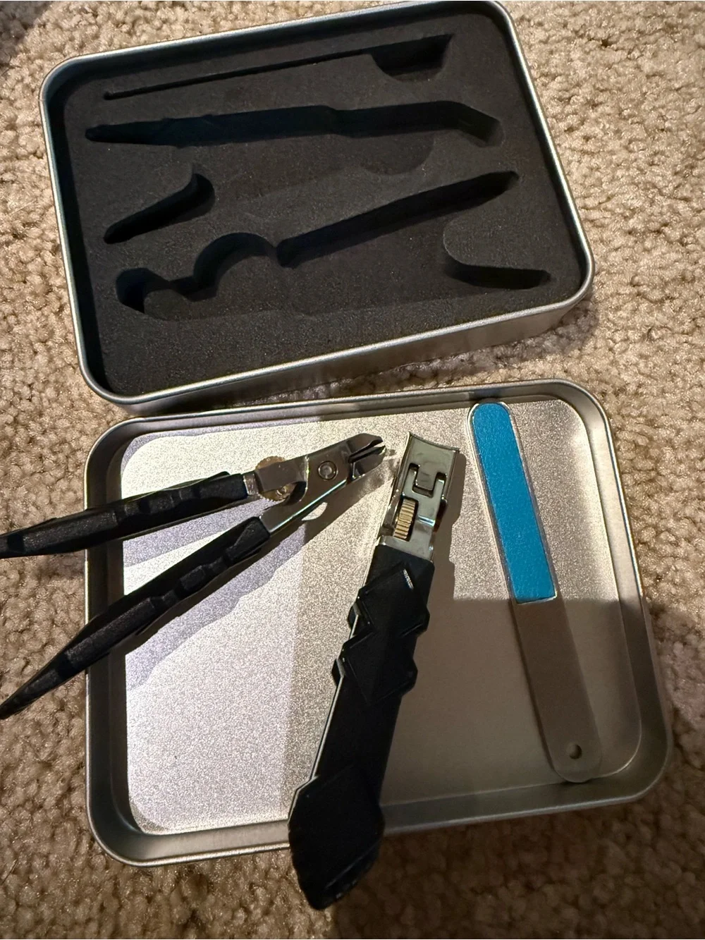 Black Nail Clippers with Blue File